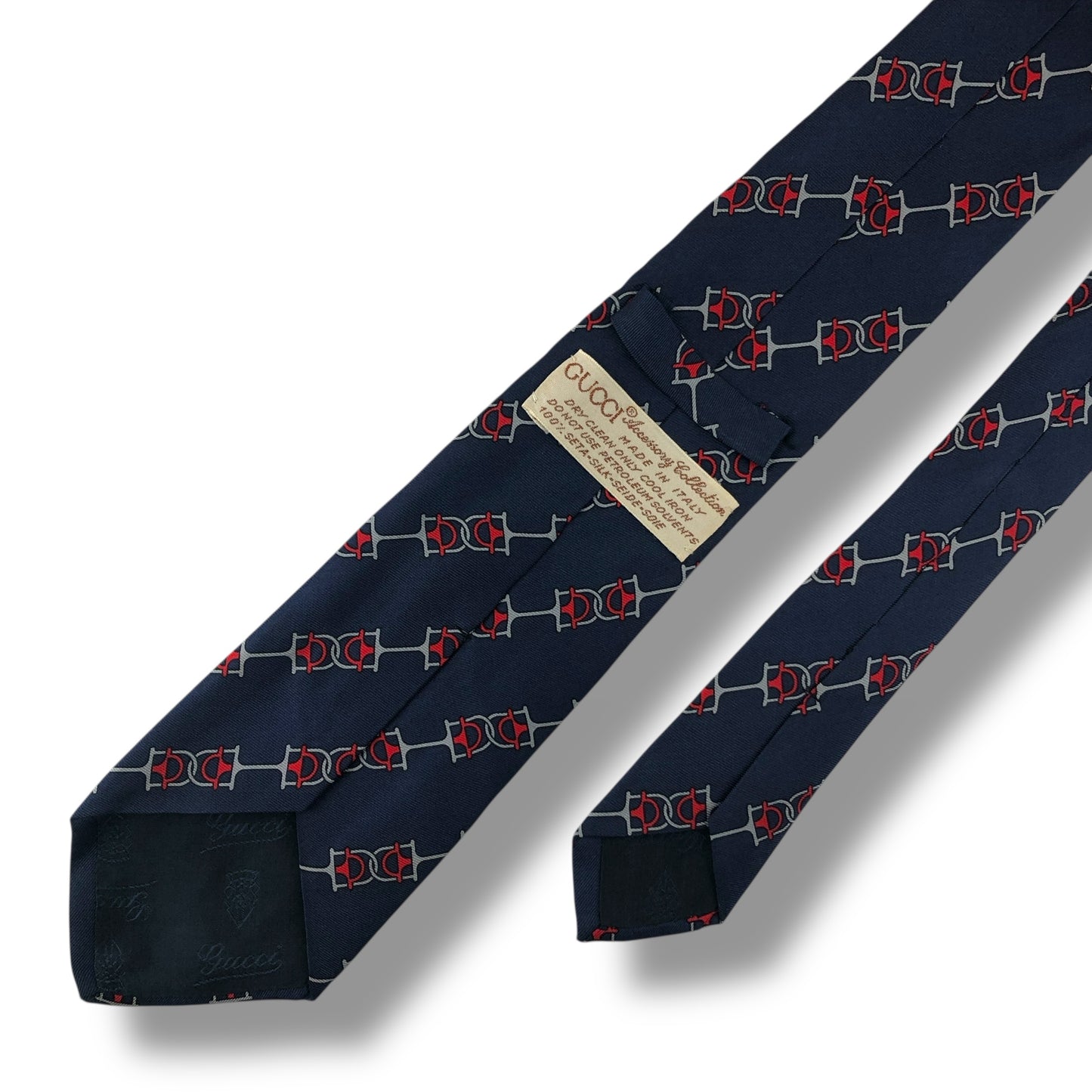 【7531】良品ー可品！グッチ　ネクタイ　ネイビー系