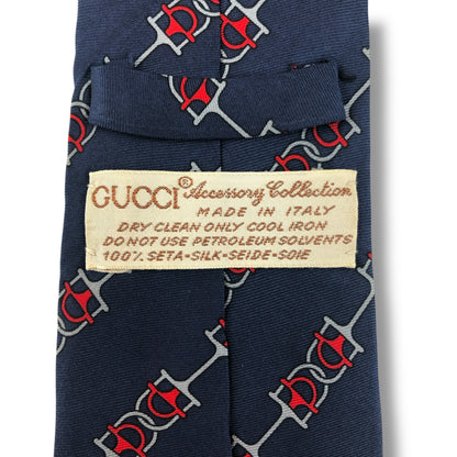【7531】良品ー可品！グッチ　ネクタイ　ネイビー系