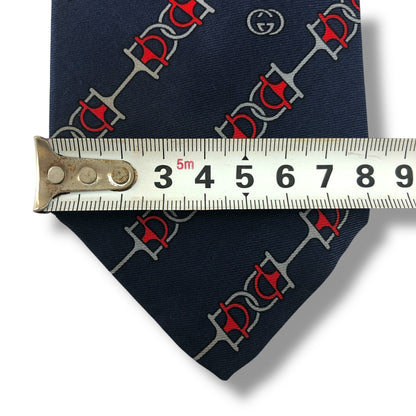 【7531】良品ー可品！グッチ　ネクタイ　ネイビー系