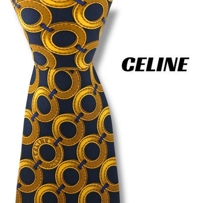 【7532】良品！セリーヌ　ネクタイ　ゴールド系