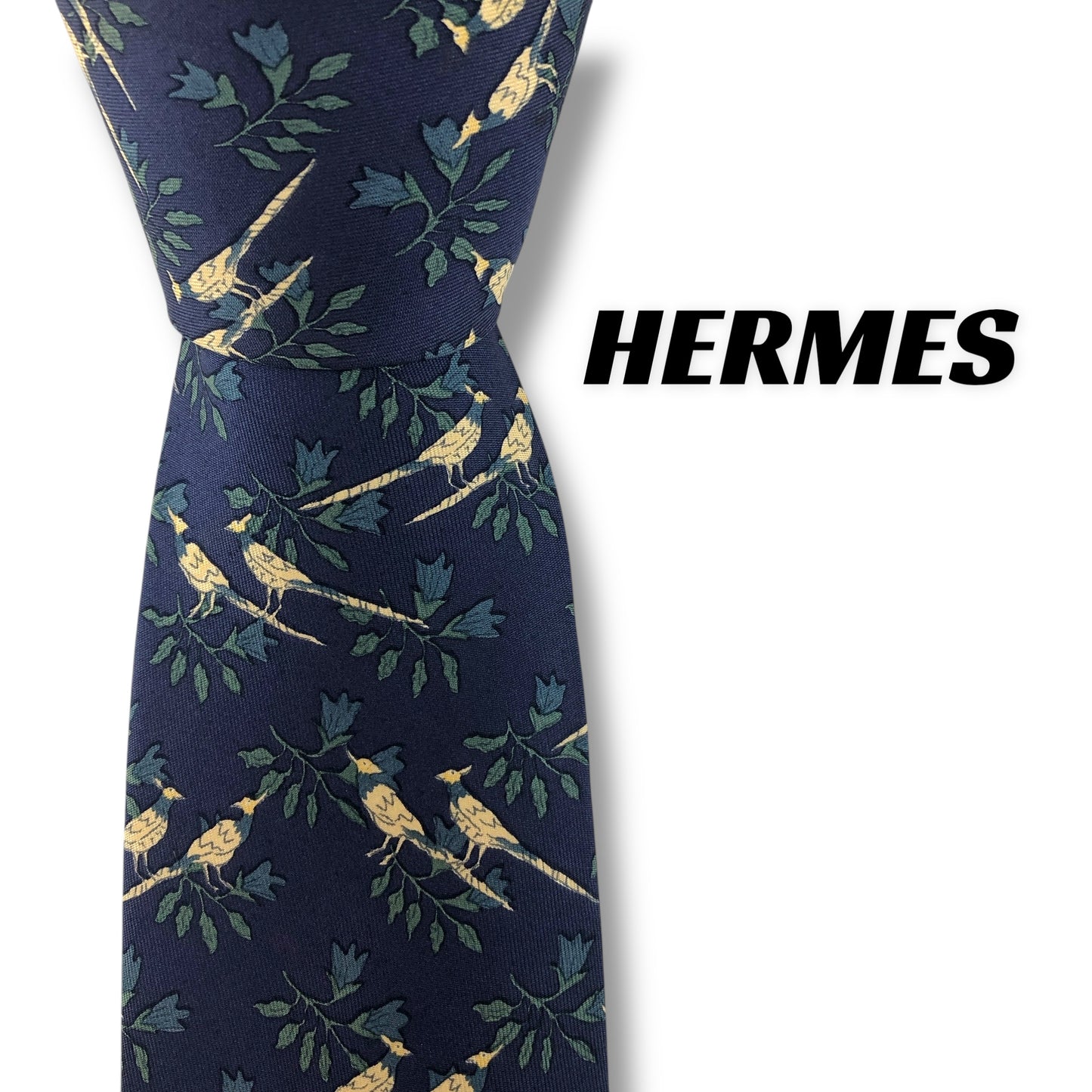 【7534】可品！エルメス　ネクタイ　ブルー系