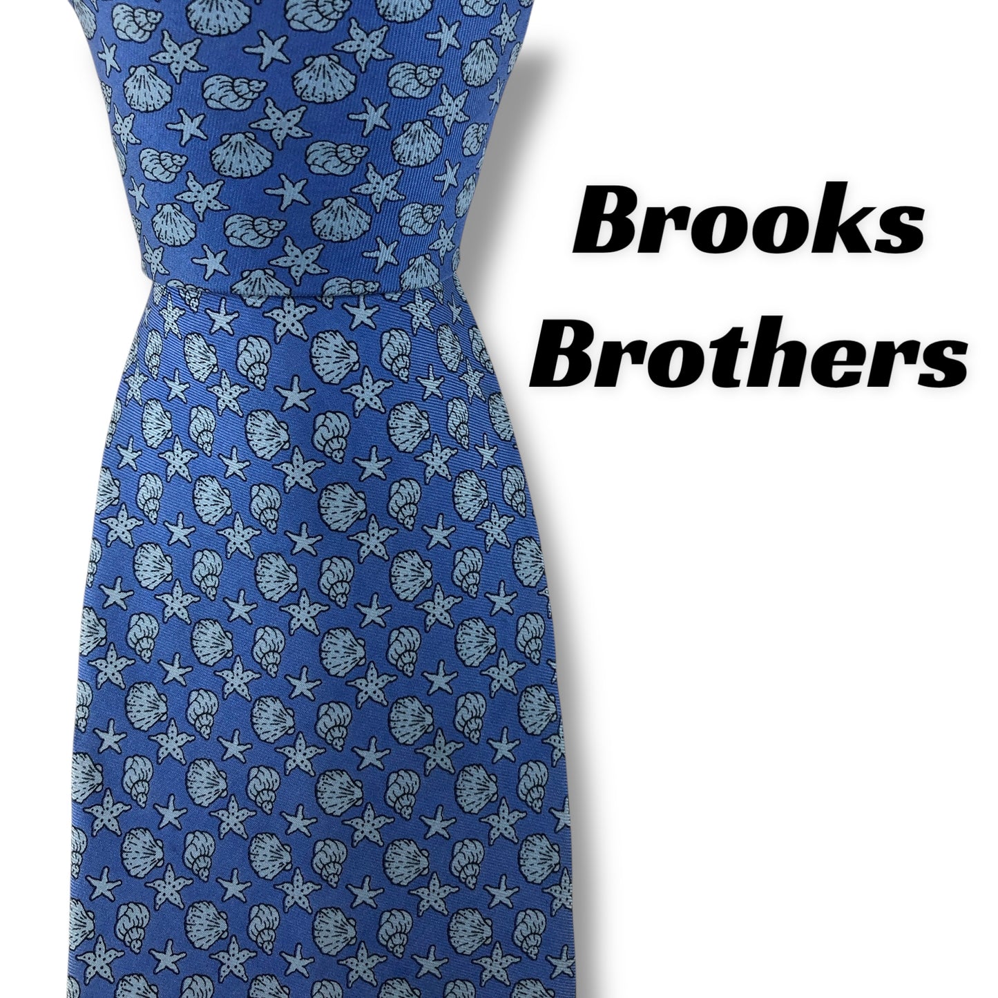 【7538】良品！ブルックスブラザーズ　ネクタイ　水色系　貝殻柄