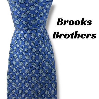【7538】良品！ブルックスブラザーズ　ネクタイ　水色系　貝殻柄