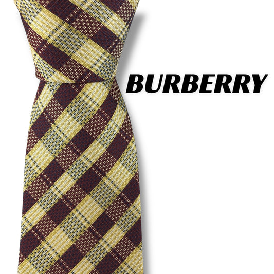 【7542】美品！バーバリー　ネクタイ　赤×黄系　ホースロゴ