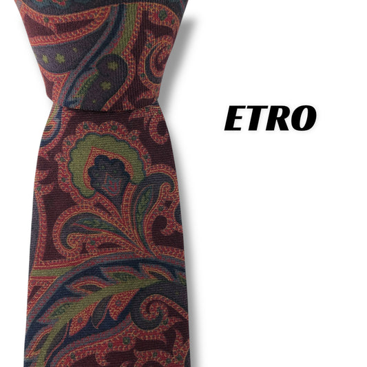 【7543】美品！エトロ　ネクタイ　ボルドー系