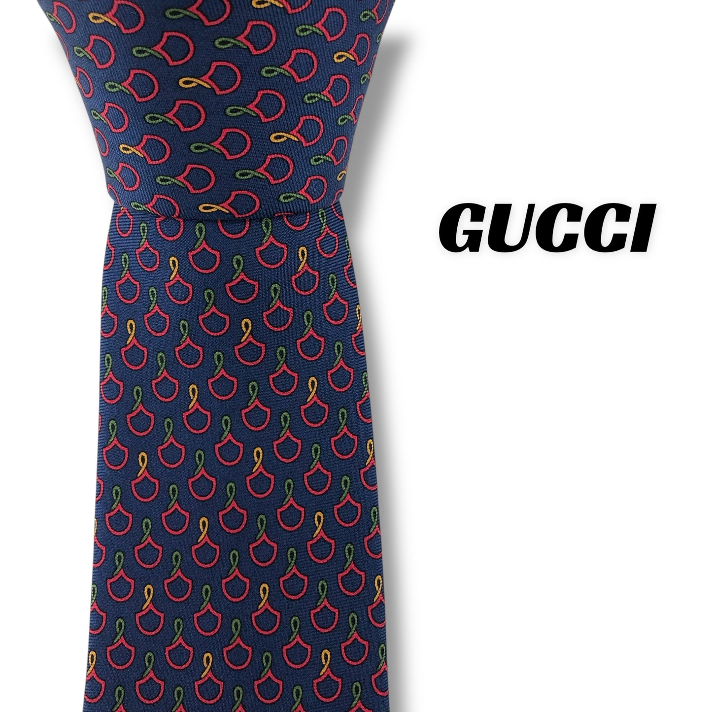 【7546】美品ー良品！グッチ　 ネクタイ　ネイビー系