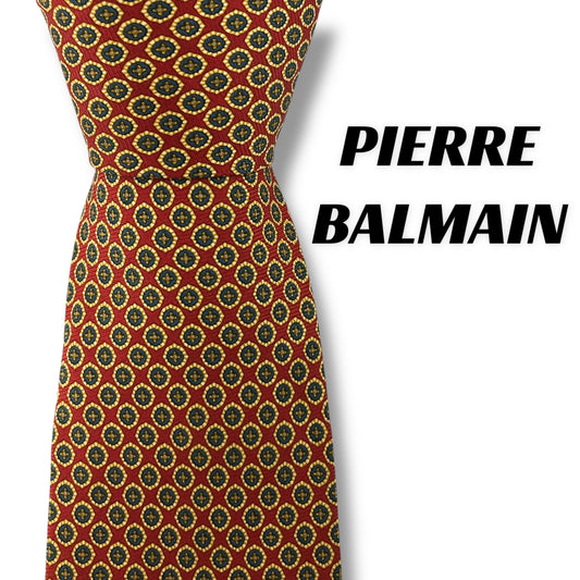 【7547】良品！ピエールバルマン　ネクタイ　赤茶系