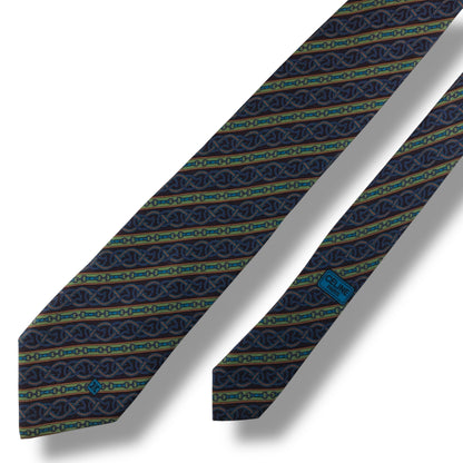 【7550】美品！セリーヌ　ネクタイ　ブルー系　グリーン系