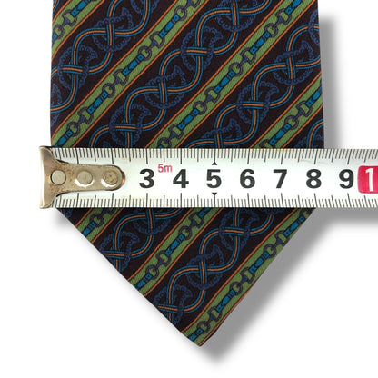 【7550】美品！セリーヌ　ネクタイ　ブルー系　グリーン系