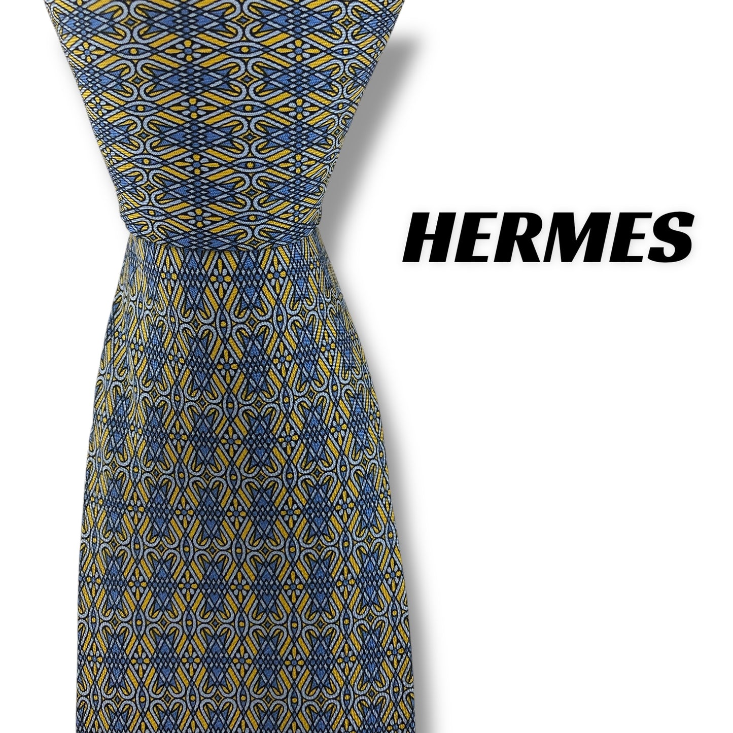 【7552】美品！エルメス　ネクタイ　水色系