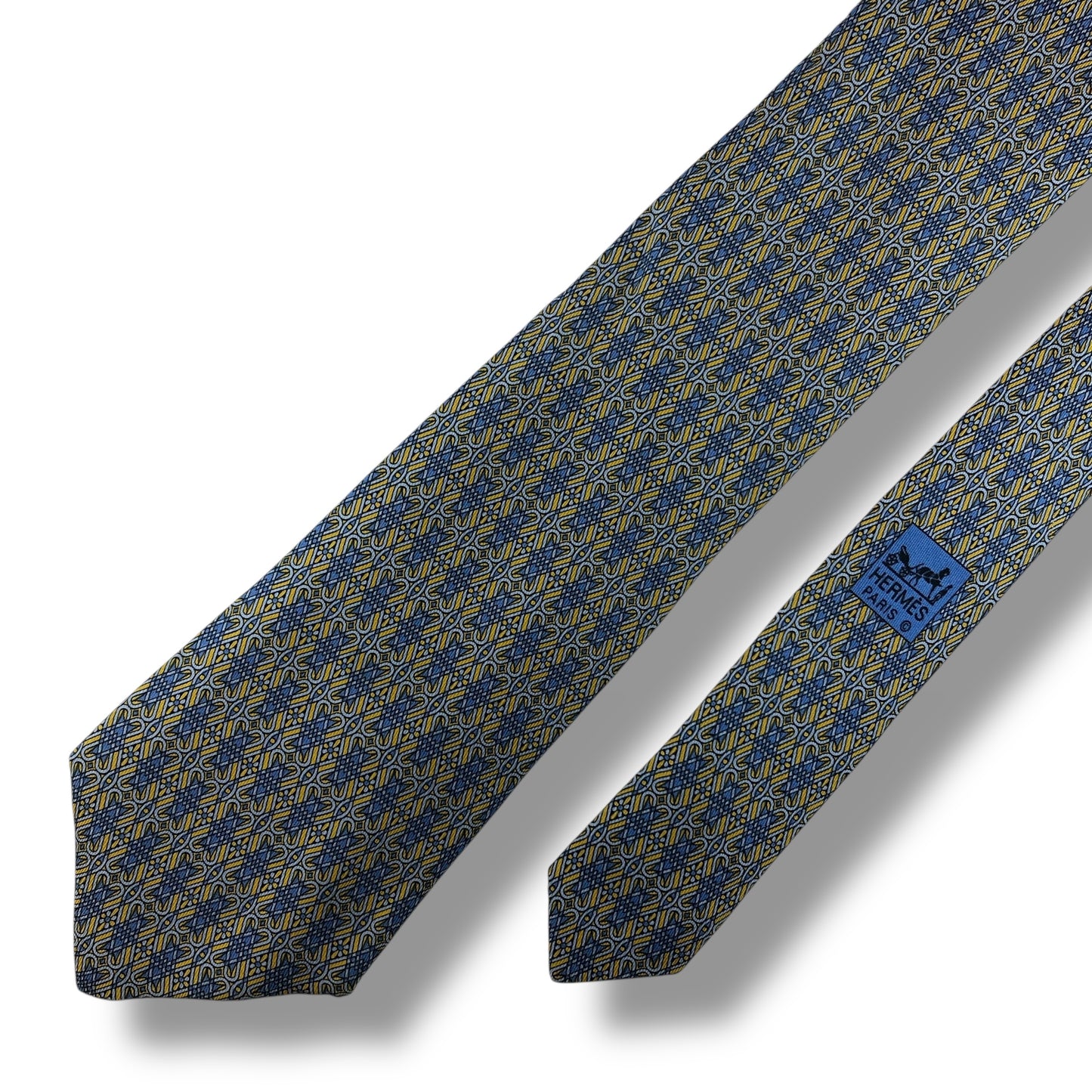 【7552】美品！エルメス　ネクタイ　水色系