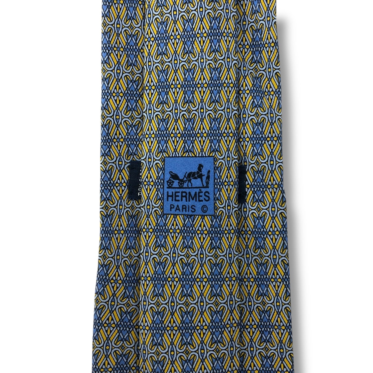 【7552】美品！エルメス　ネクタイ　水色系