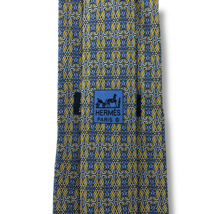 【7552】美品！エルメス　ネクタイ　水色系