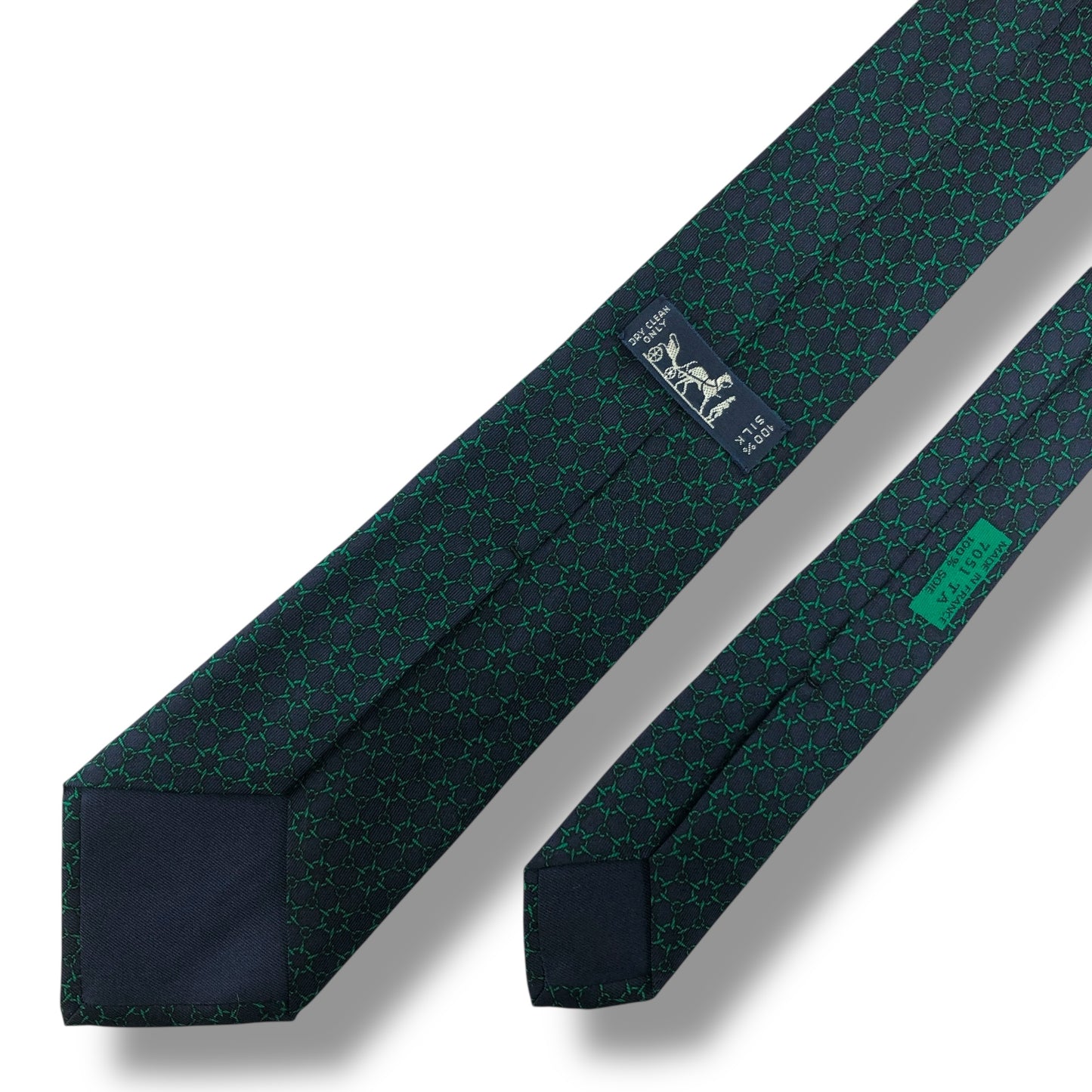 【7553】良品！エルメス　ネクタイ　グリーン系