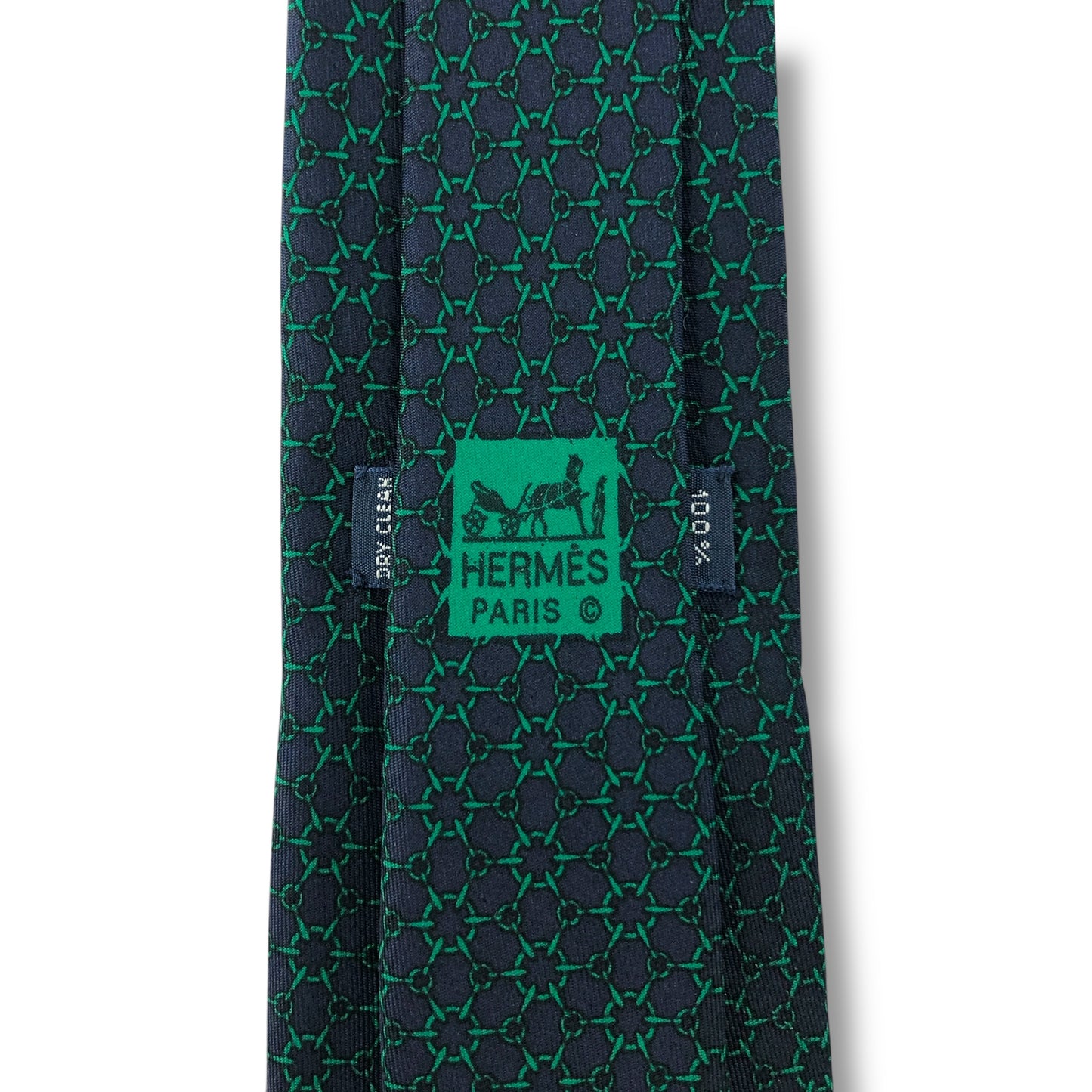 【7553】良品！エルメス　ネクタイ　グリーン系