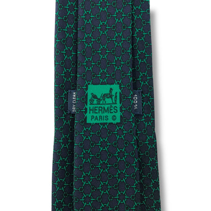 【7553】良品！エルメス　ネクタイ　グリーン系