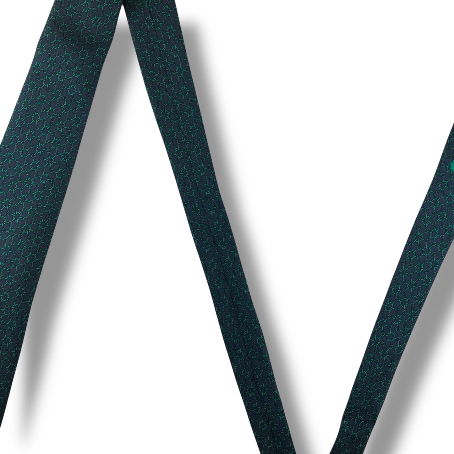 【7553】良品！エルメス　ネクタイ　グリーン系