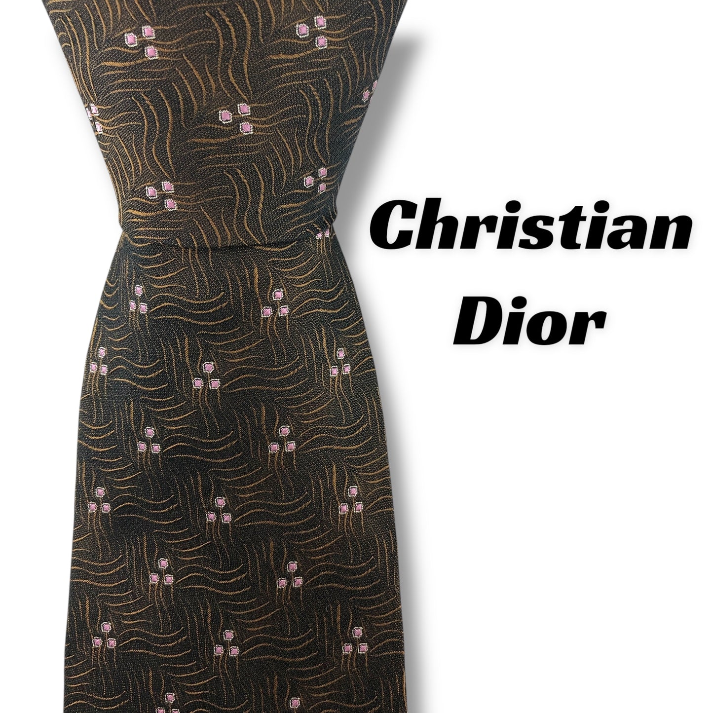 【7555】美品！クリスチャンディオール　ネクタイ　ブラウン系