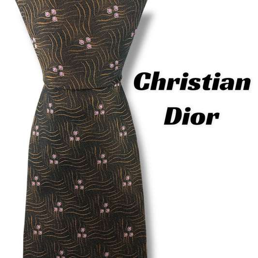 【7555】美品！クリスチャンディオール　ネクタイ　ブラウン系