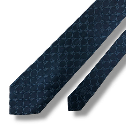 【7557】美品！グッチ　ネクタイ　ブルー系