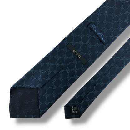 【7557】美品！グッチ　ネクタイ　ブルー系