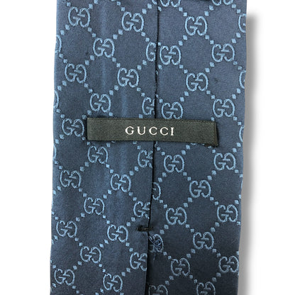 【7557】美品！グッチ　ネクタイ　ブルー系