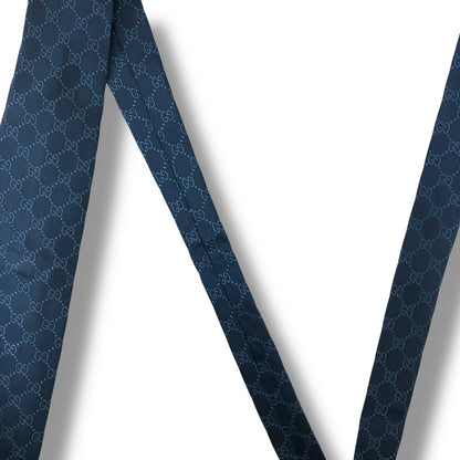 【7557】美品！グッチ　ネクタイ　ブルー系