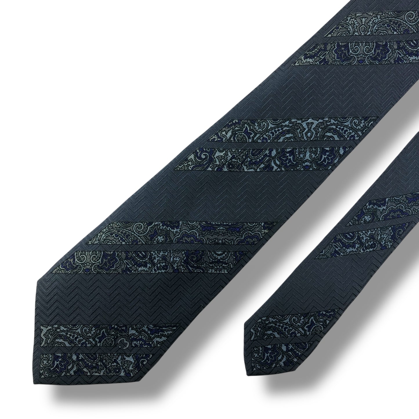 【7559】良品！ミラショーン　ネクタイ　グレーブルー系