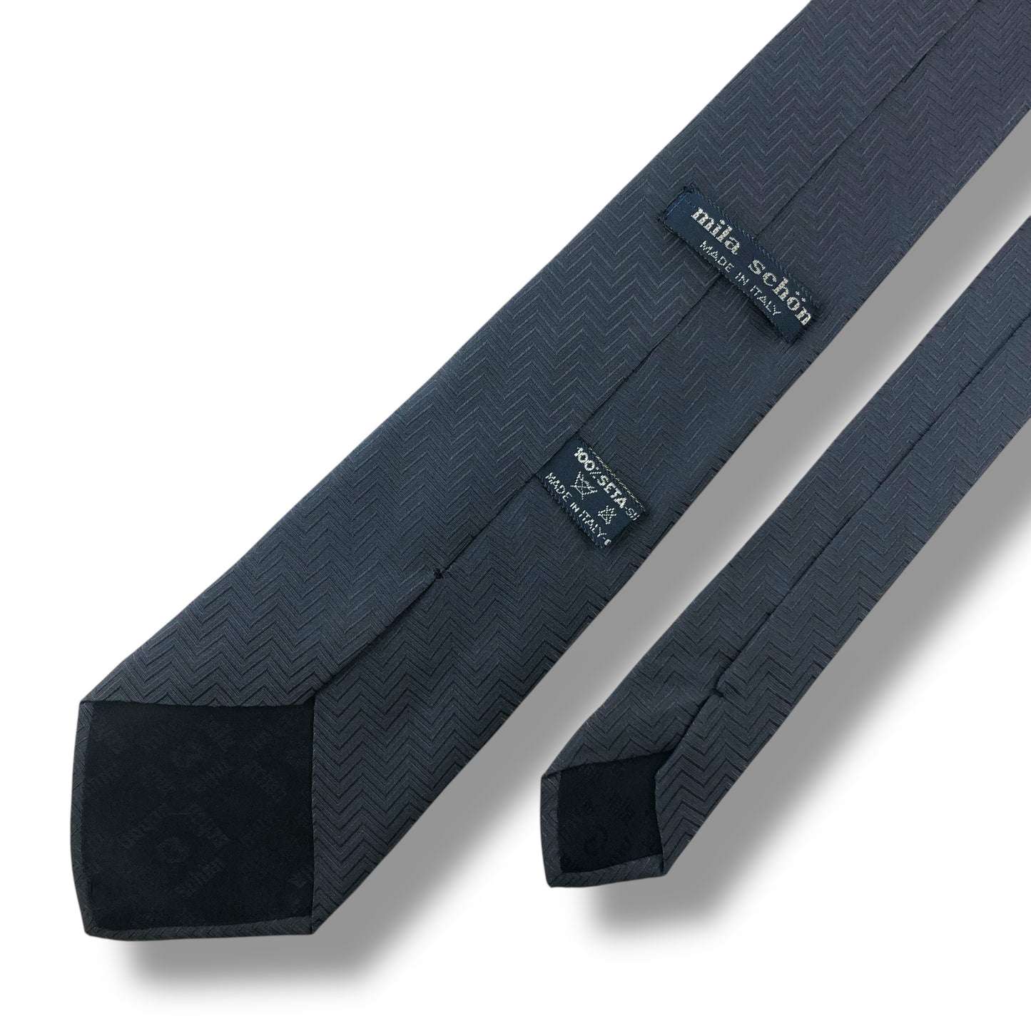 【7559】良品！ミラショーン　ネクタイ　グレーブルー系