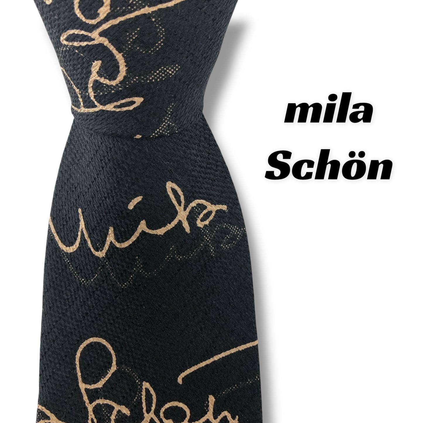 【7560】美品！ミラショーン　ネクタイ　ブラック系