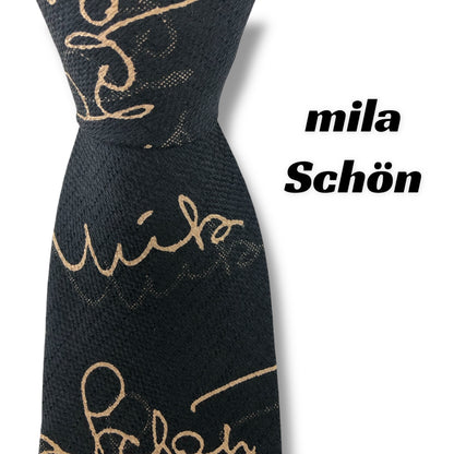 【7560】美品！ミラショーン　ネクタイ　ブラック系