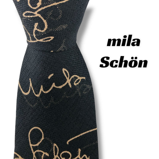 【7560】美品！ミラショーン　ネクタイ　ブラック系