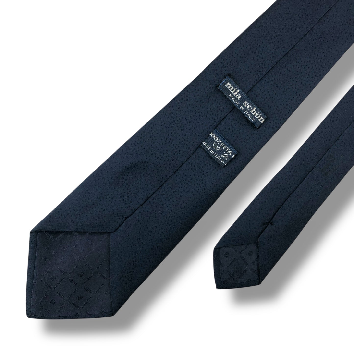 【7562】良品！ミラショーン　ネクタイ　ネイビー系