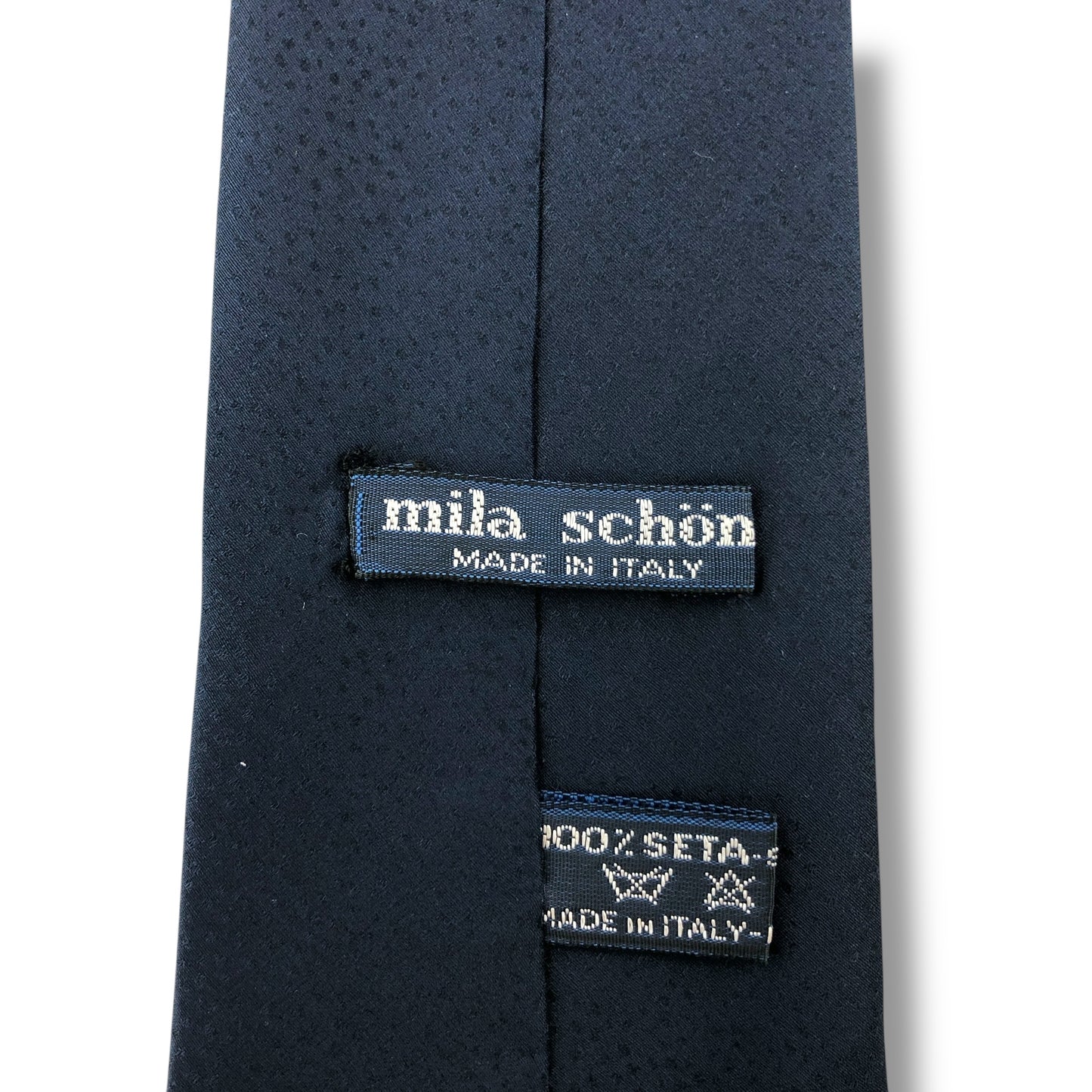 【7562】良品！ミラショーン　ネクタイ　ネイビー系