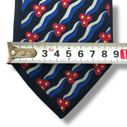 【7562】良品！ミラショーン　ネクタイ　ネイビー系