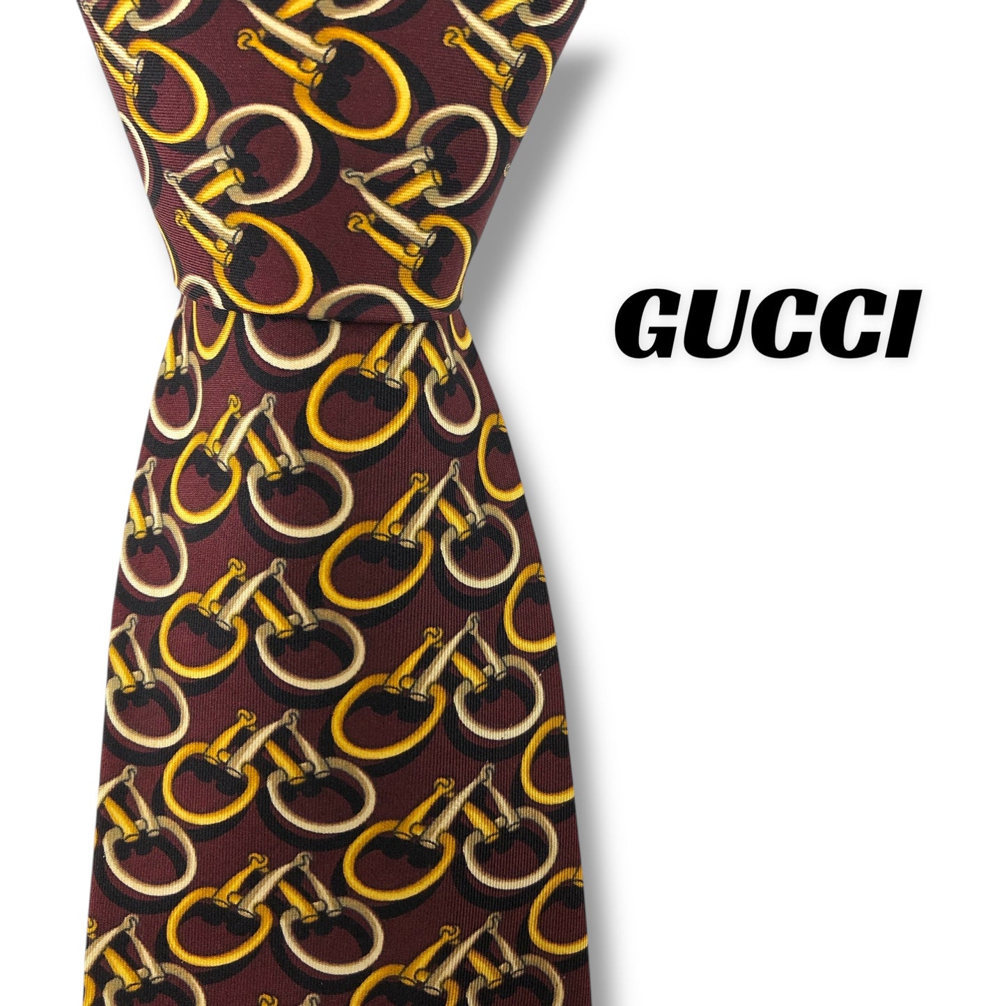 【7563】良品！グッチ　ネクタイ　ボルドー系