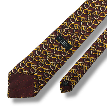 【7563】良品！グッチ　ネクタイ　ボルドー系