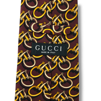 【7563】良品！グッチ　ネクタイ　ボルドー系