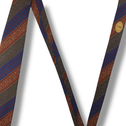 【7566】美品ー良品！クリスチャンディオール　ネクタイ　ブルー系　レッド系