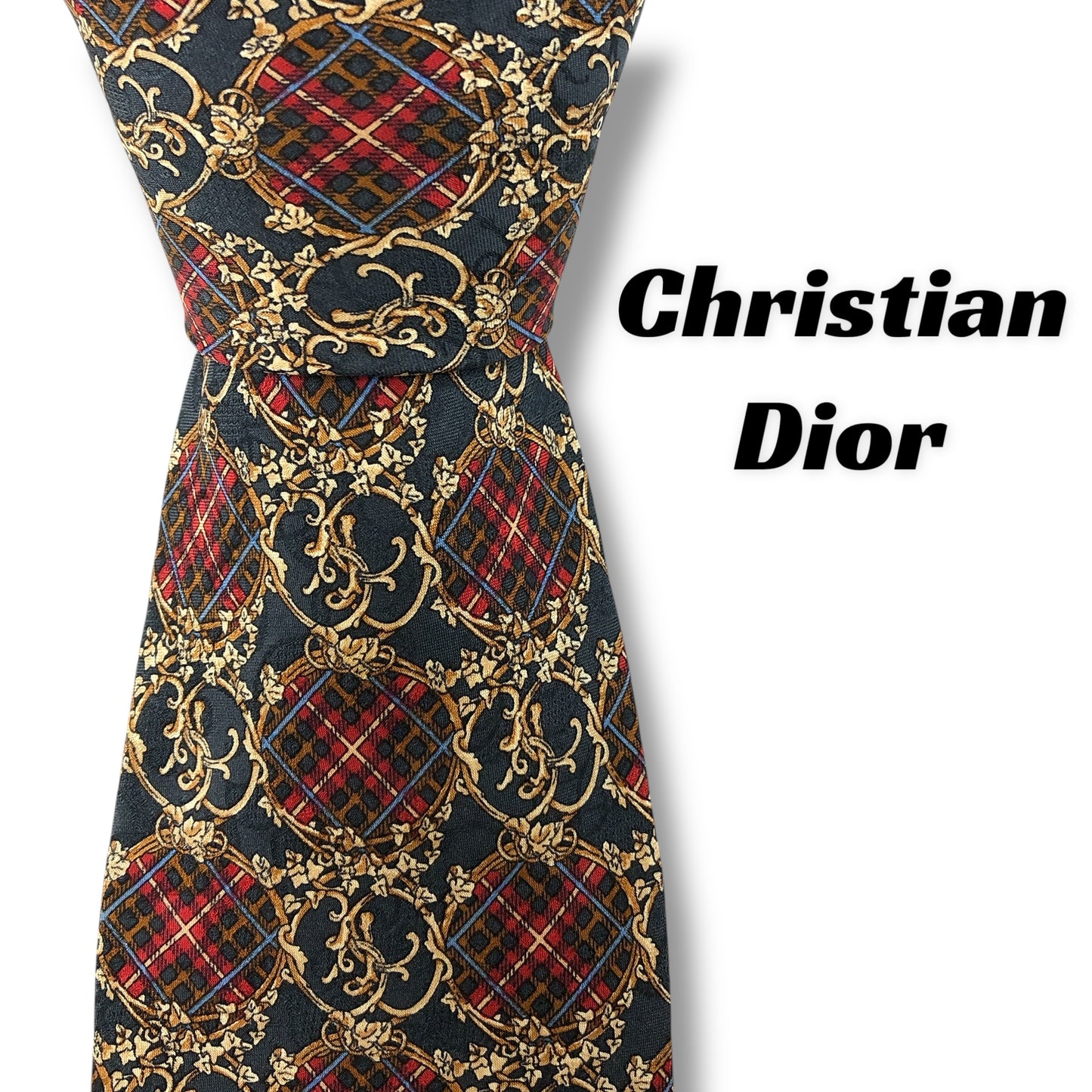 【7568】良品！クリスチャンディオール　ネクタイ　ネイビー系