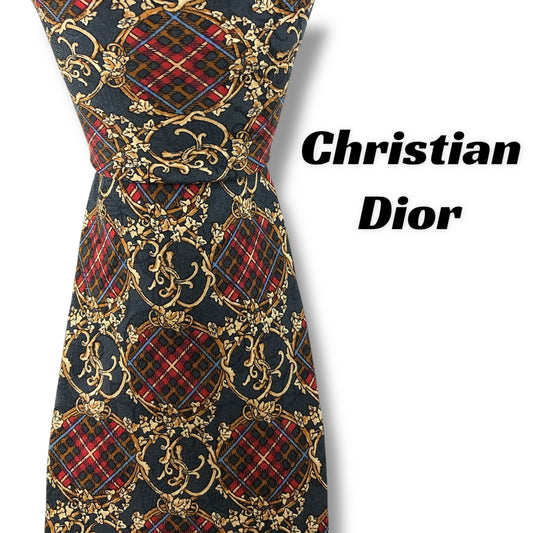 【7568】良品！クリスチャンディオール　ネクタイ　ネイビー系