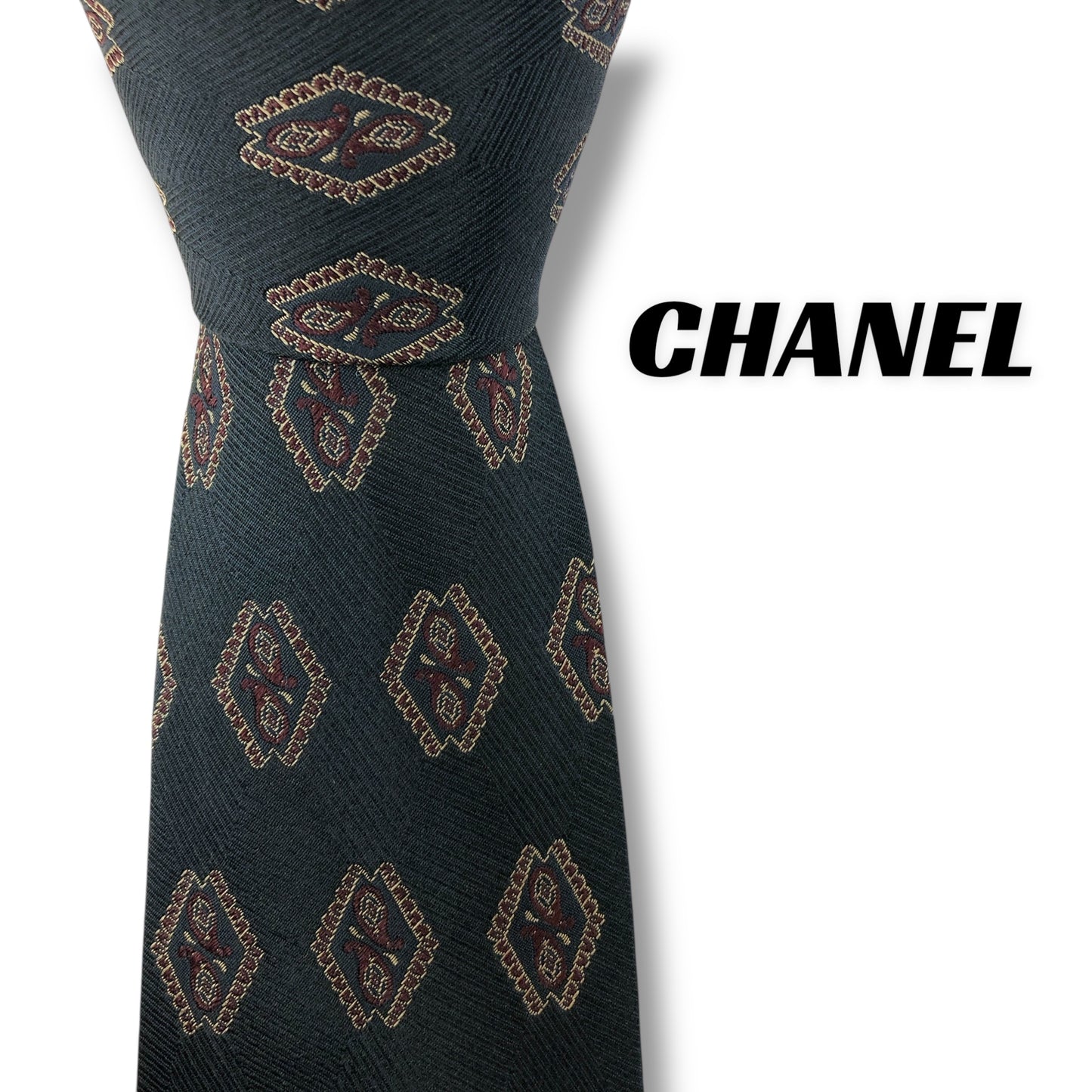 【7569】良品！シャネル　ネクタイ　ブラック系
