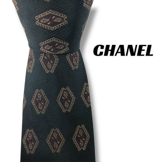 【7569】良品！シャネル　ネクタイ　ブラック系