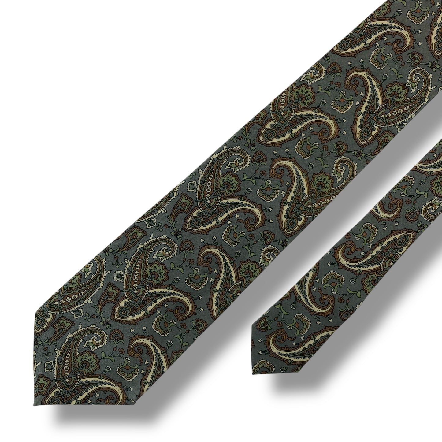 【7570】美品！ダーバン　ネクタイ　グリーン×グレー系