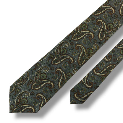 【7570】美品！ダーバン　ネクタイ　グリーン×グレー系