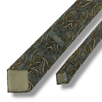 【7570】美品！ダーバン　ネクタイ　グリーン×グレー系