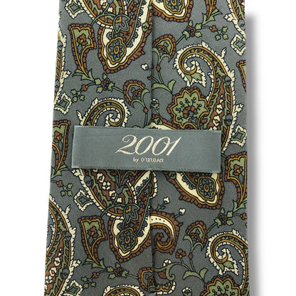 【7570】美品！ダーバン　ネクタイ　グリーン×グレー系