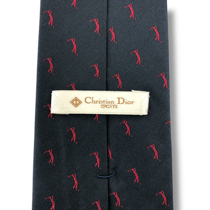 【7571】良品！ディオール　ネクタイ　ネイビー系　ゴルフ柄