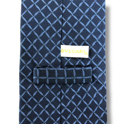 【7573】良品！ブルガリ　ネクタイ　ネイビー系