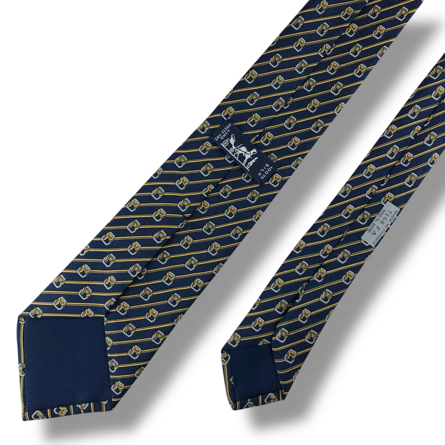 【7575】良品！エルメス　ネクタイ　ネイビー系